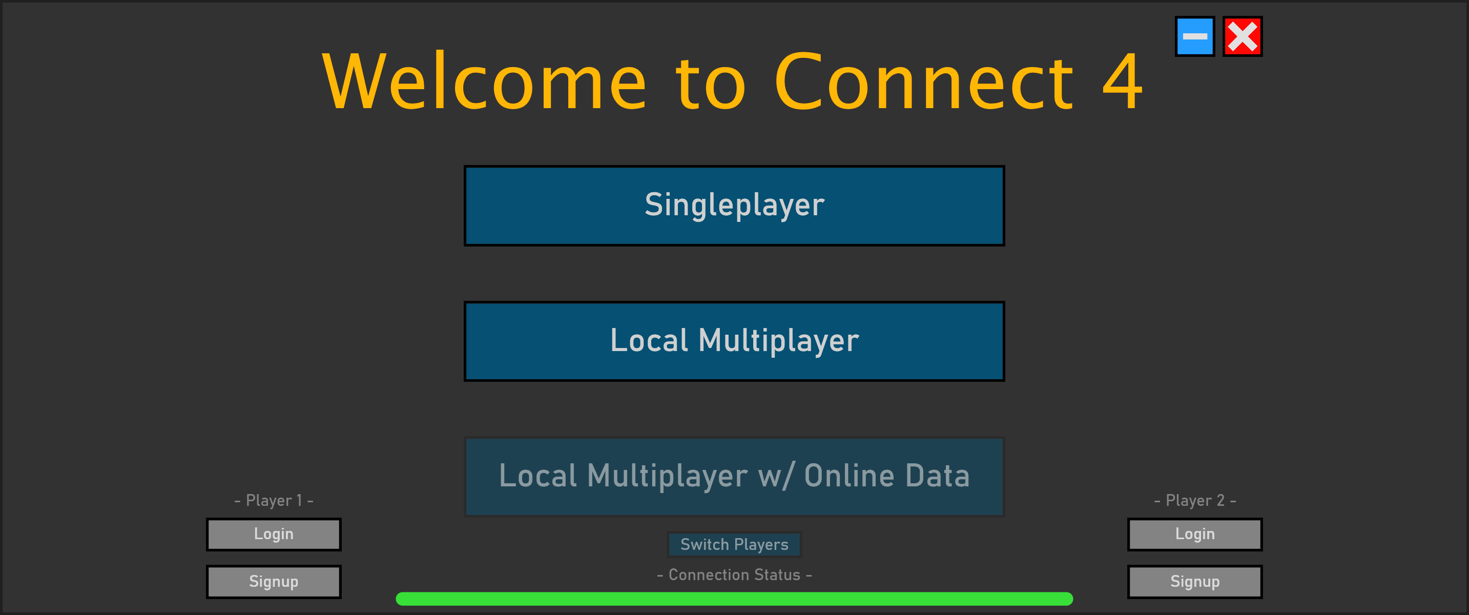 Connect Four Main Menu